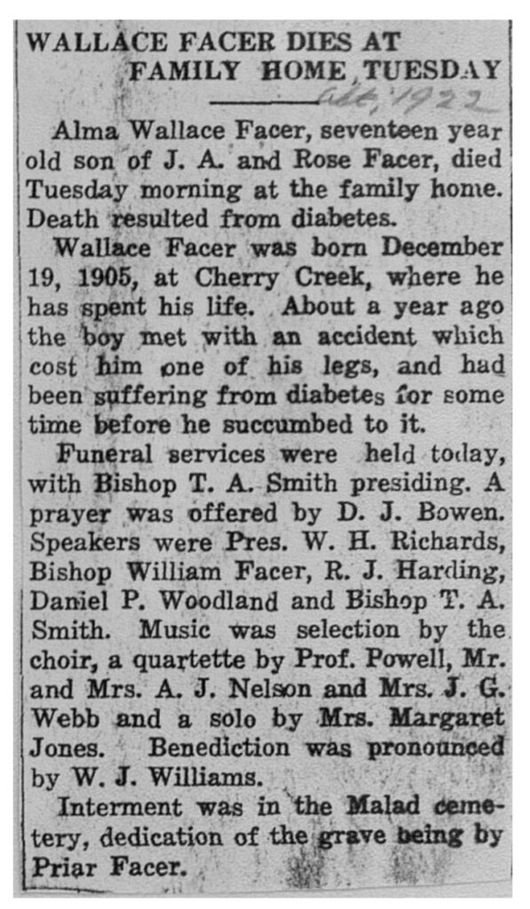 Alma Wallace Facer obit and funeral