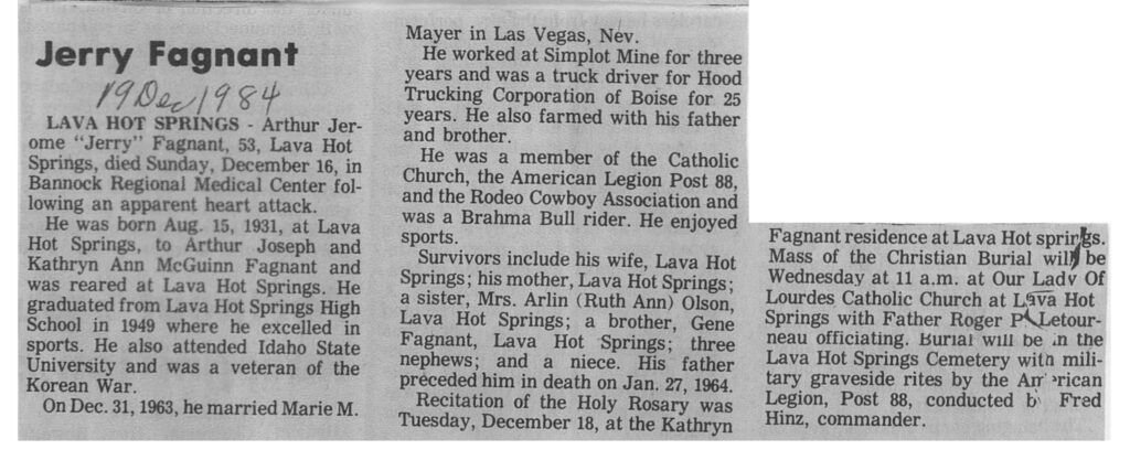 Arthur Jerome (Jerry) Fagnant obit