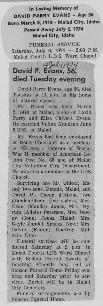 David Parry Evans obit