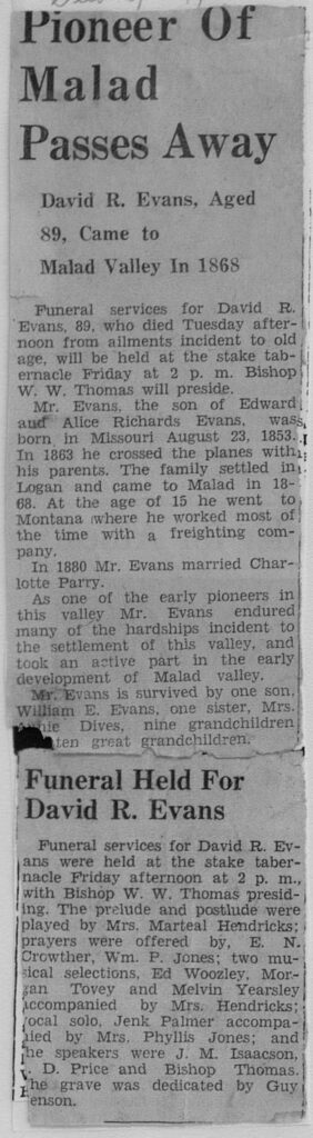 David R Evans funeral