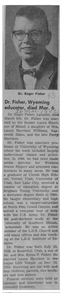 Dr Roger Fisher obit