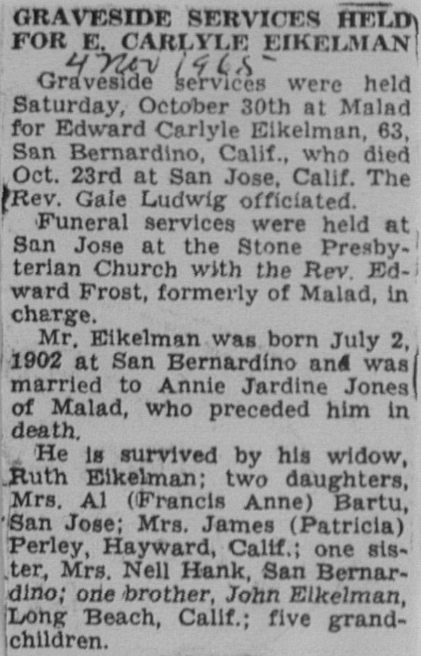 Edward Carlyle Eikelman obit