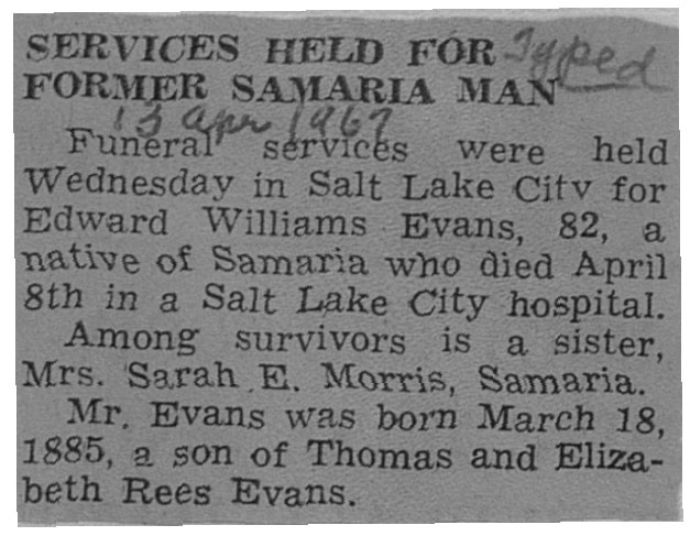Edward Williams Evans obit