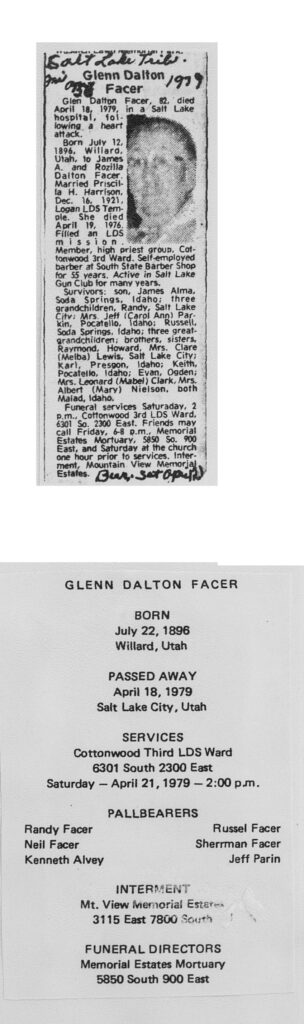 Glenn Dalton Facer obit