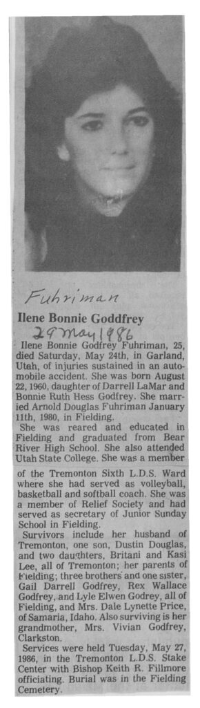 Ilene Bonnie Godfrey Fuhriman obit