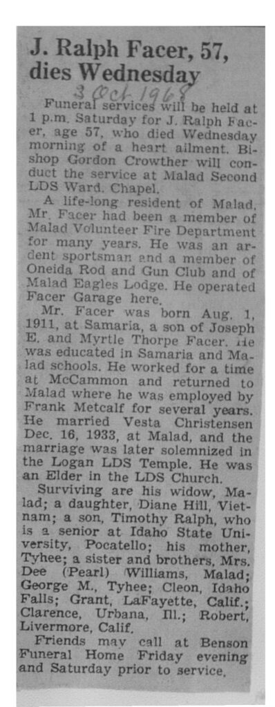 J Ralph Facer obit