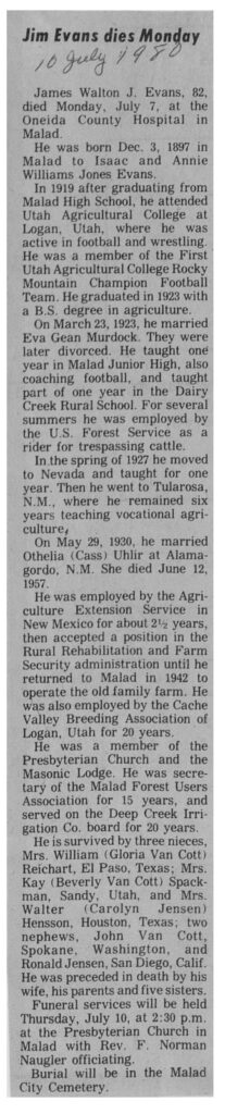 James Walton J Evans obit