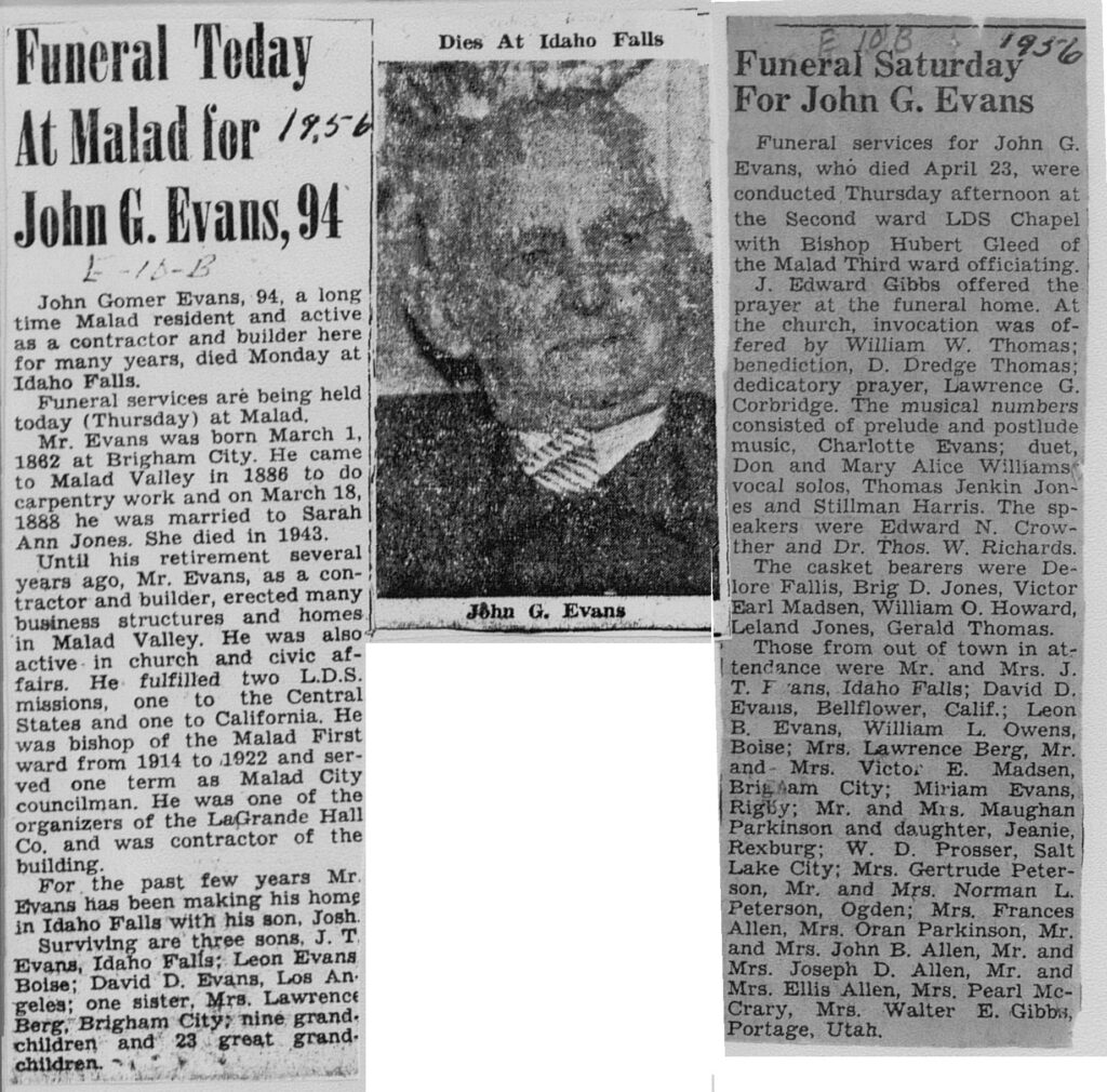 John Gomer Evans obit and funeral