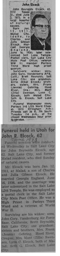 John Reynolds Elcock obit