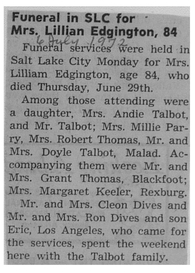 Lillian Edgington obit