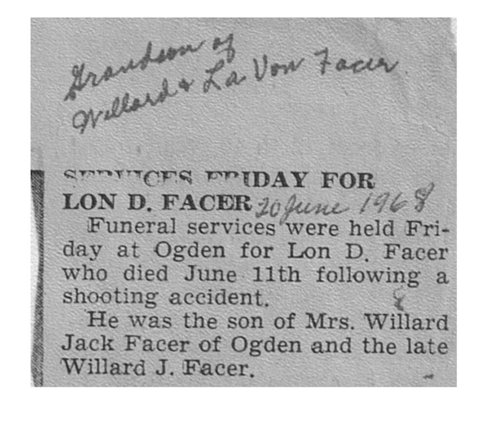 Lon D Facer death notice