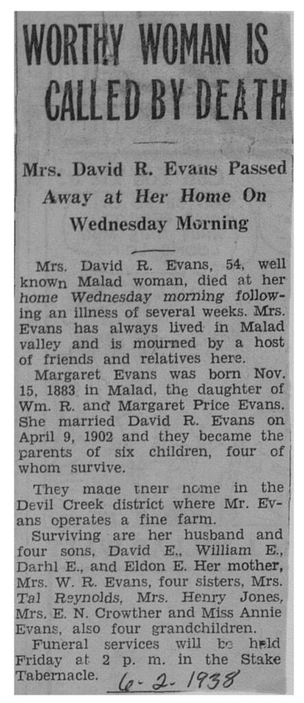 Margaret Evans obit