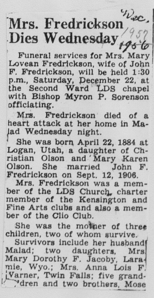 Mary Lovean Fredrickson obit