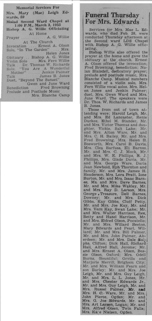 Mary (Mae) Leigh Edwards funeral