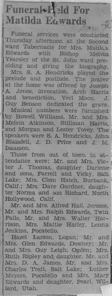 Matilda Edwards funeral