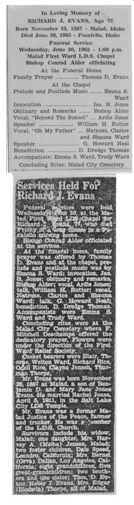Richard J Evans obit and program
