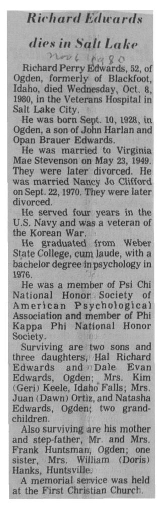 Richard Perry Edwards obit