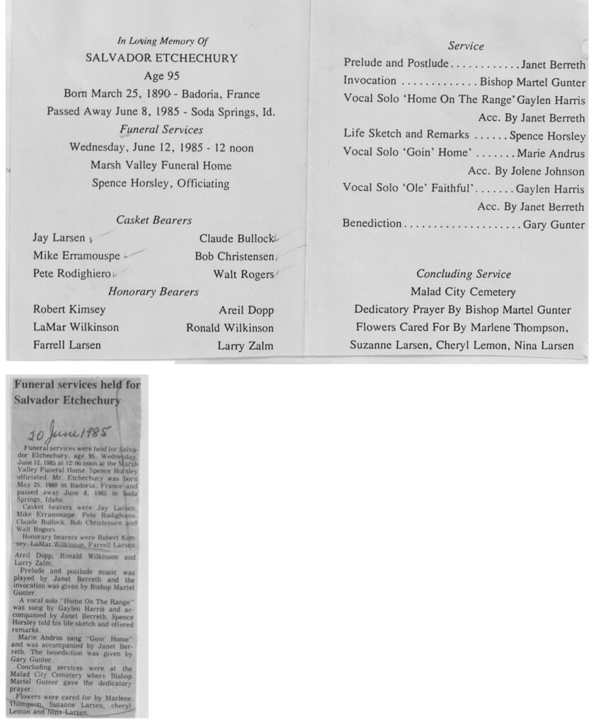 Salvador Etchechury obit and program