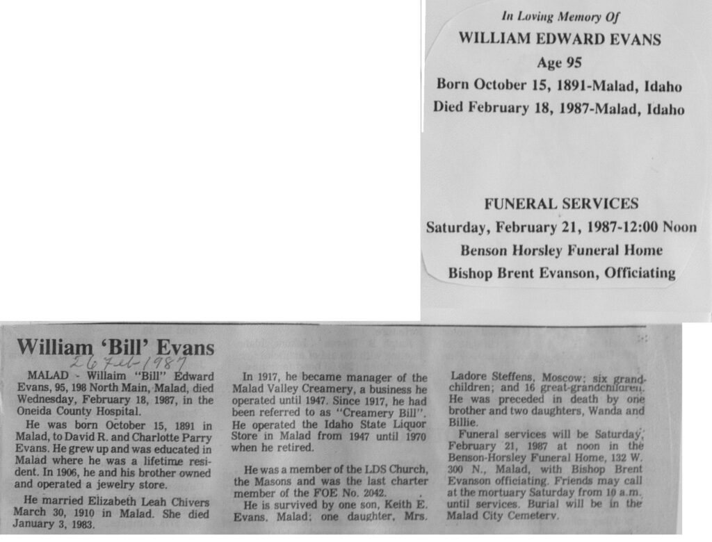 William (Bill) Edward Evans obit