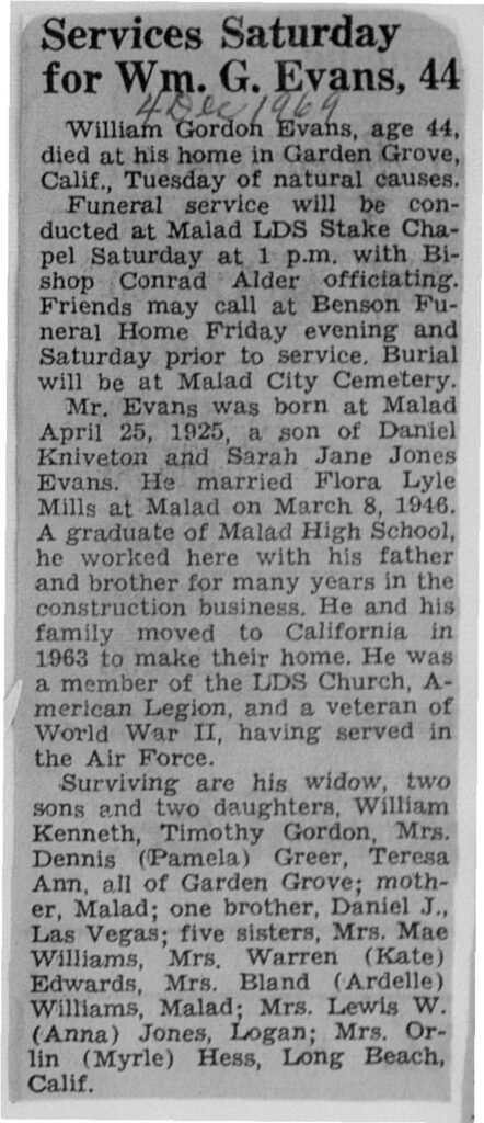William Gordon Evans obit