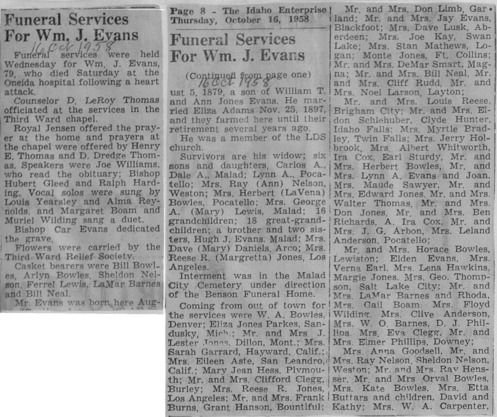William J Evans obit and program
