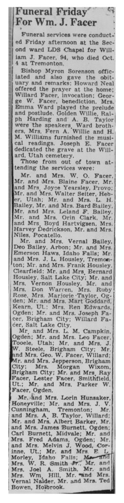 William J Facer funeral