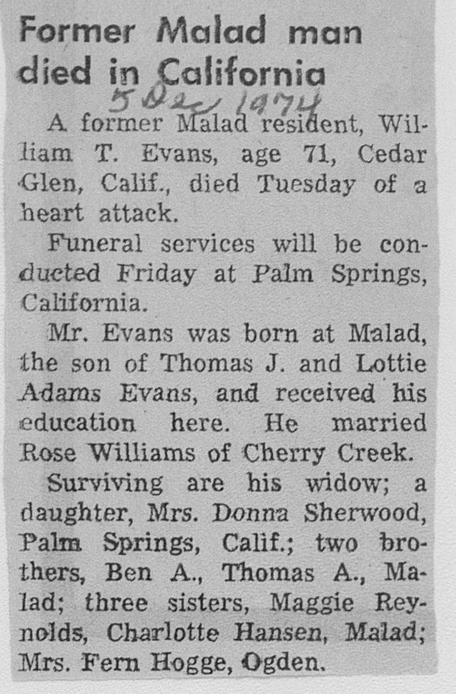 William T Evans obit