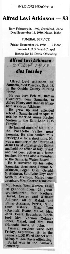 Alfred Levi Atkinson obit