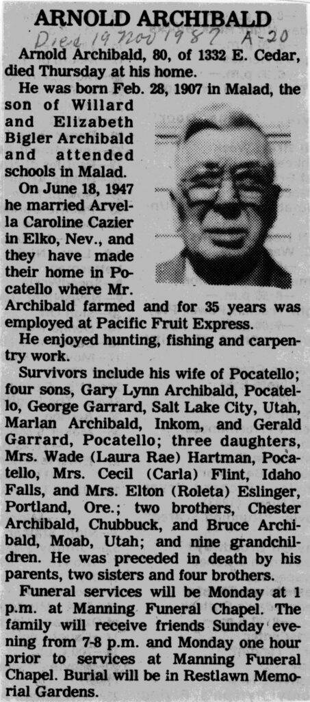 Arnold Archibald obit