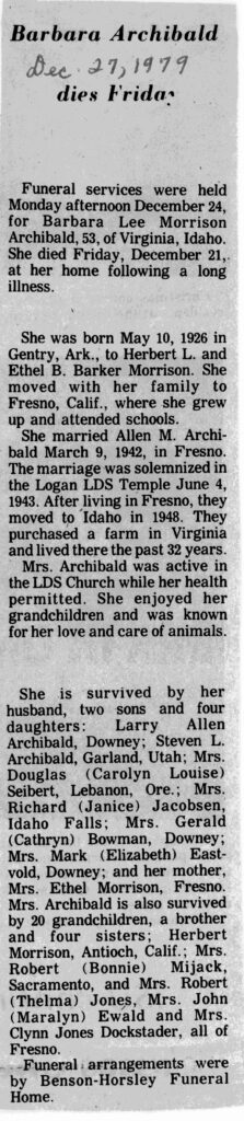 Barbara Archibald obit
