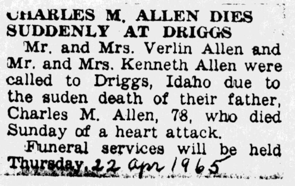 Charles M Allen death notice