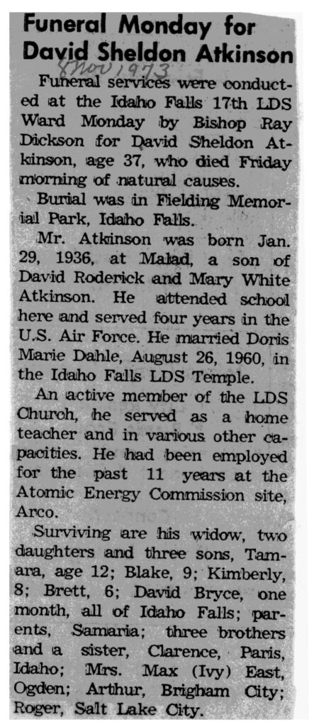 David Sheldon Atkinson obit