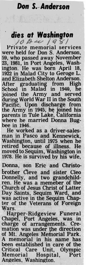Don S Anderson obit
