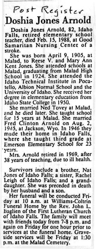 Doshia Jones Arnold obit
