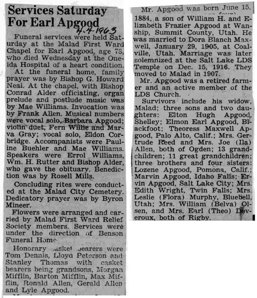 Earl Apgood obit and funeral