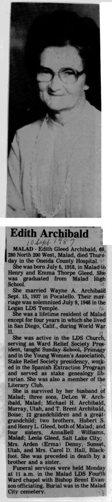 Edith Gleed Archibald obit