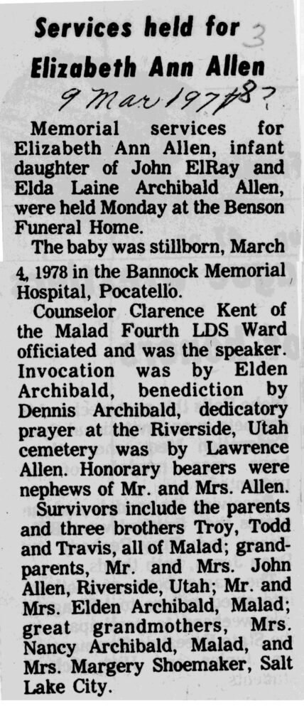 Elizabeth Ann Allen funeral
