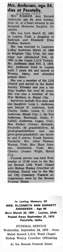 Elizabeth Ann Barnett Andersen obit