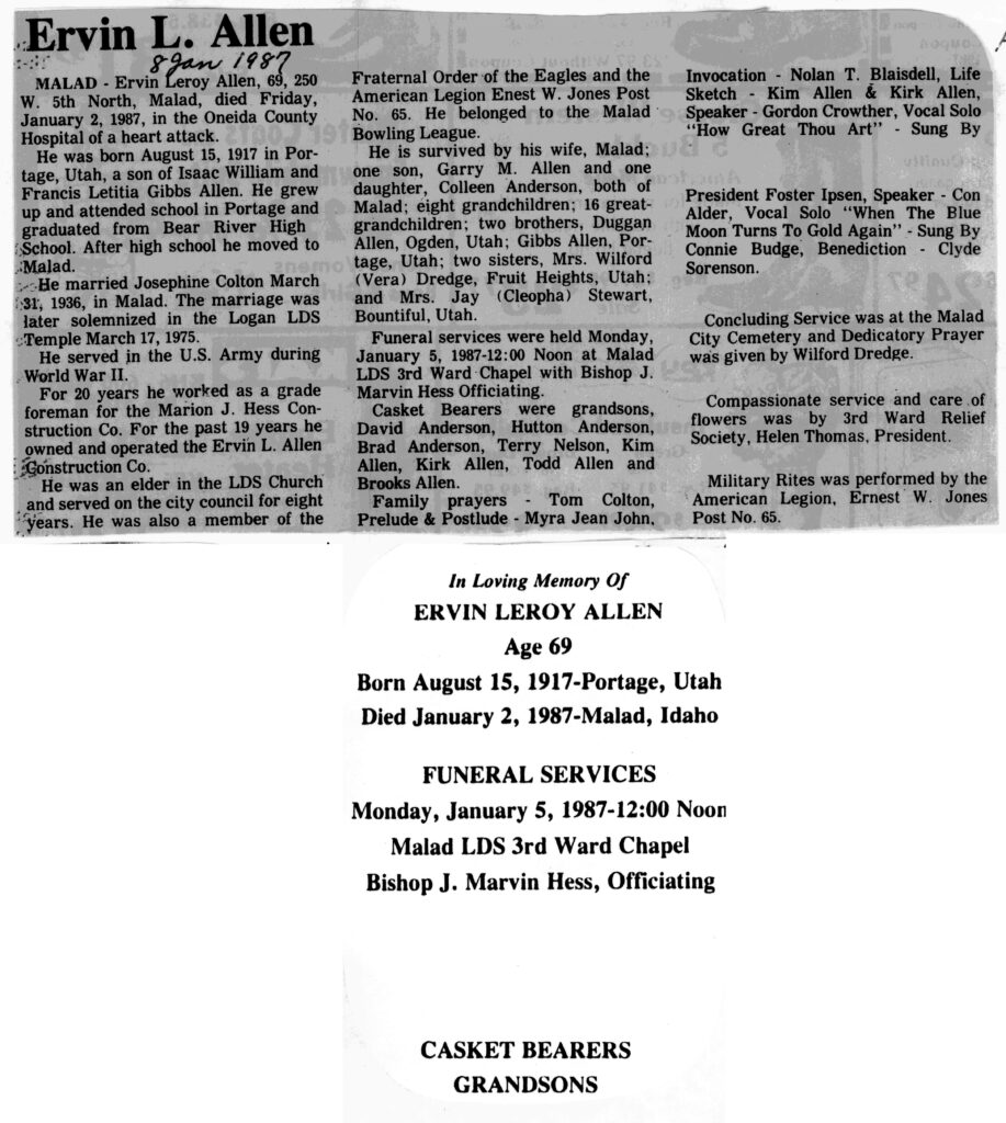 Ervin Leroy Allen obit