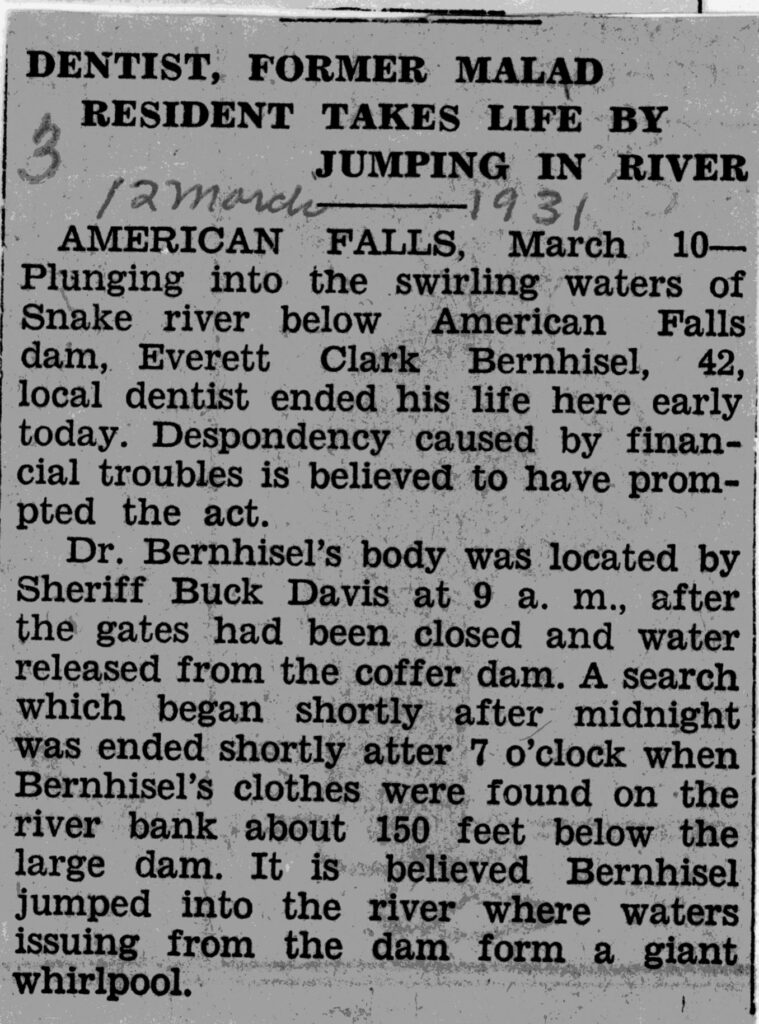 Everett Clark Bernhisel death notice