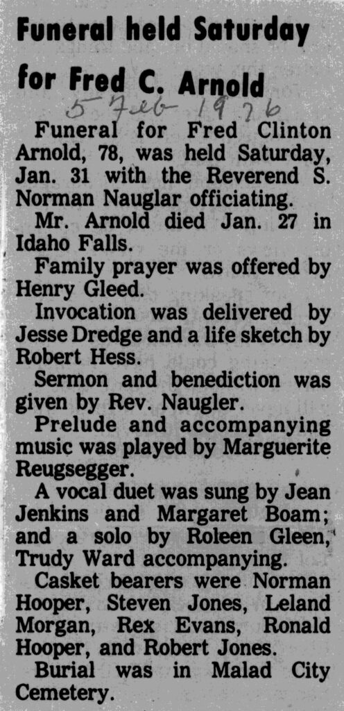 Fred Clinton Arnold funeral