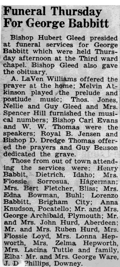 George Babbitt funeral