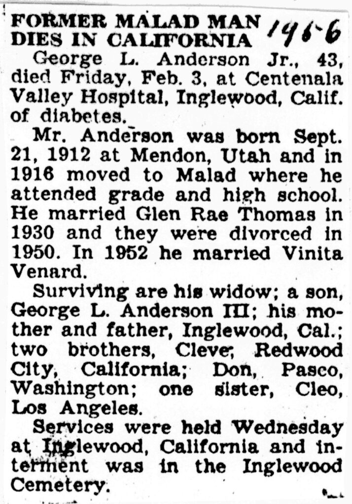 George L Anderson Jr obit