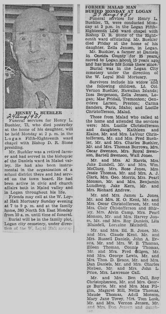 Henry Buehler obit and funeral