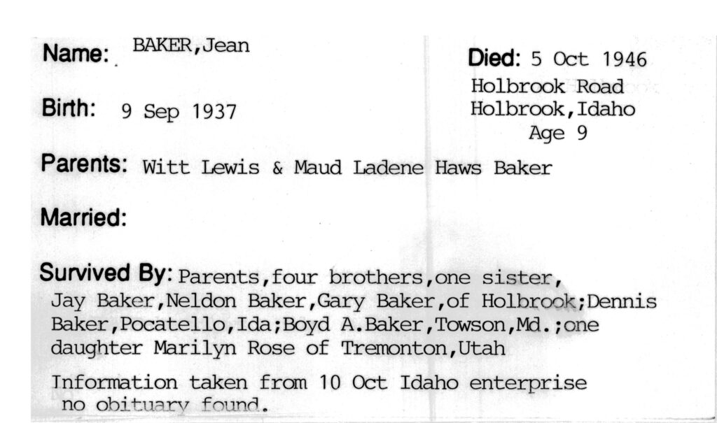 Jean Baker death information