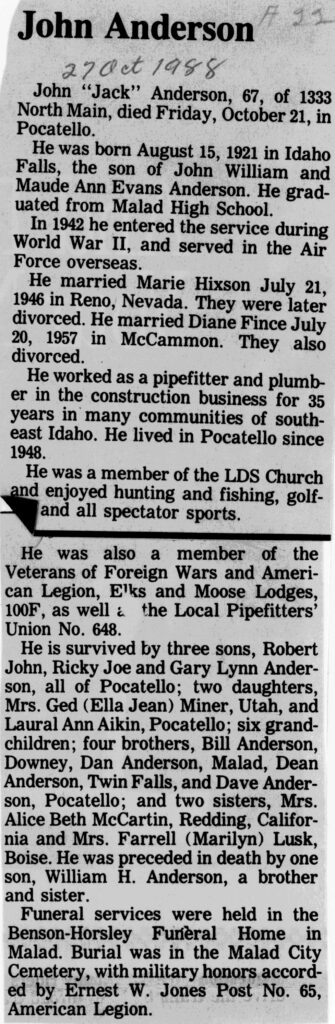 John (Jack) Anderson obit