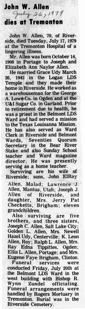 John W Allen obit