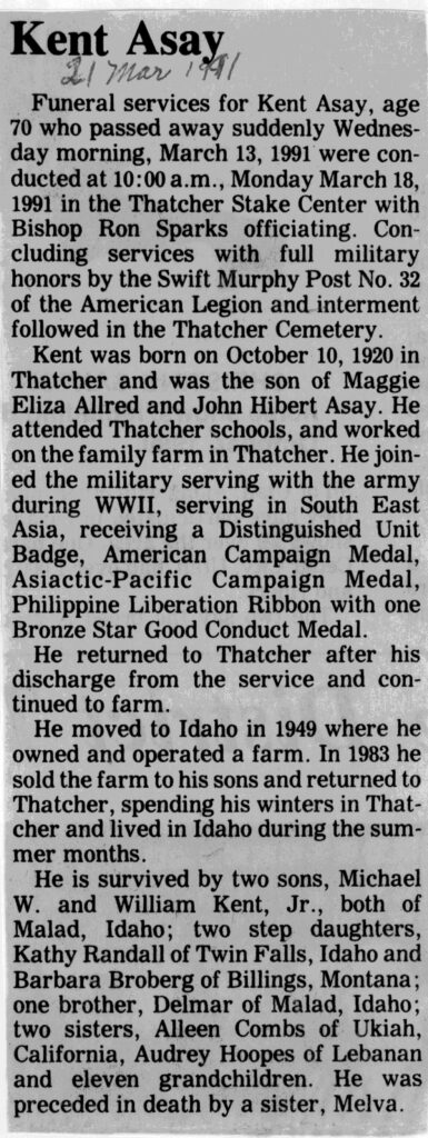 Kent Asay obit