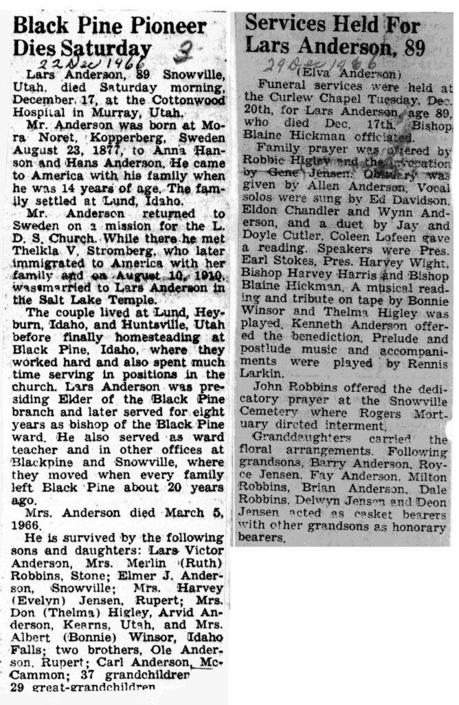 Lars Anderson obit and funeral