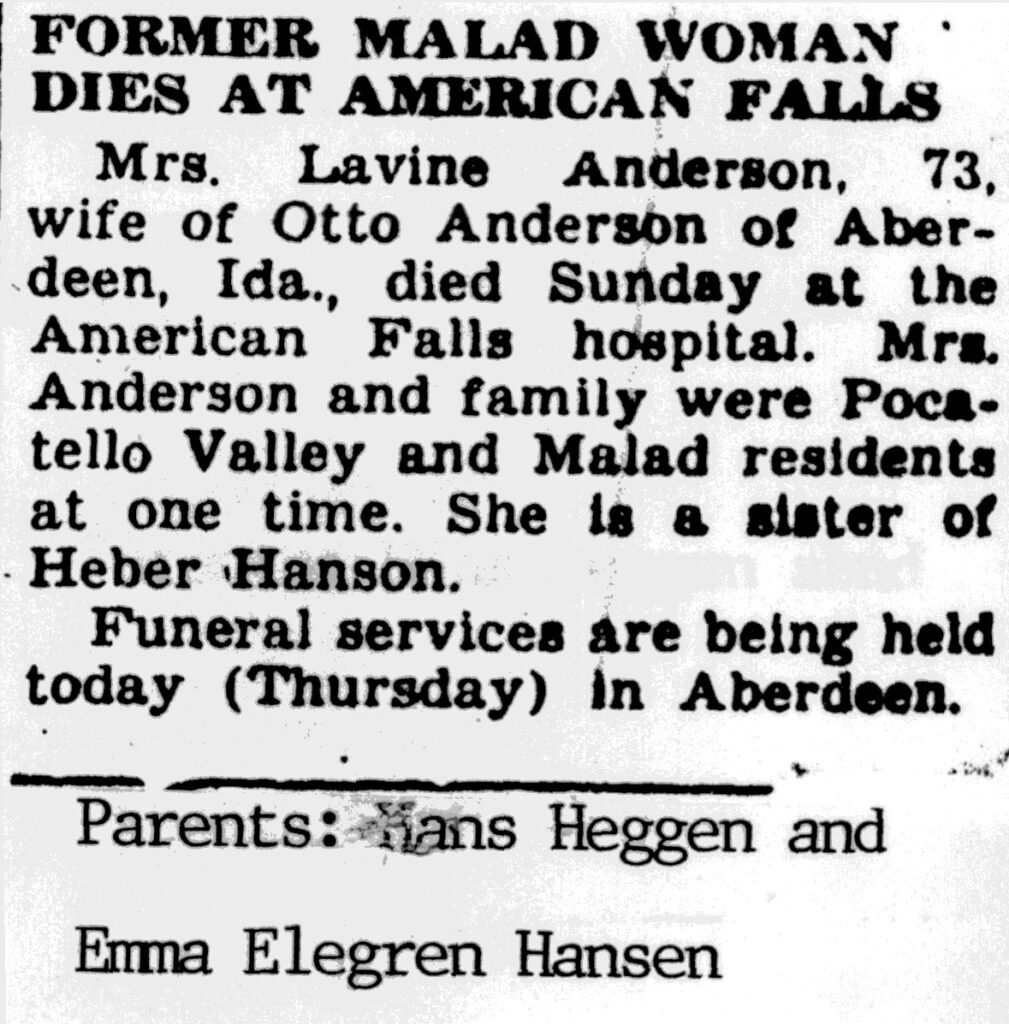 Lavine Anderson death notice